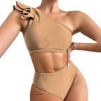 Ladies' One-Shoulder Ruffle Bikini Swimsuit ZT230