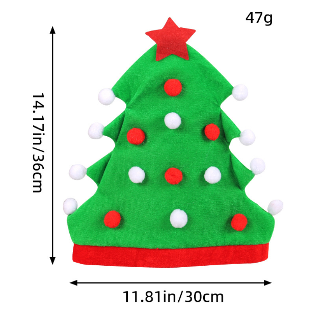 Creative Christmas Tree Elf Hat for Parties | Embroidered Cap