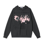 Funny Flame Skull Fleece Hoodie | Streetwear