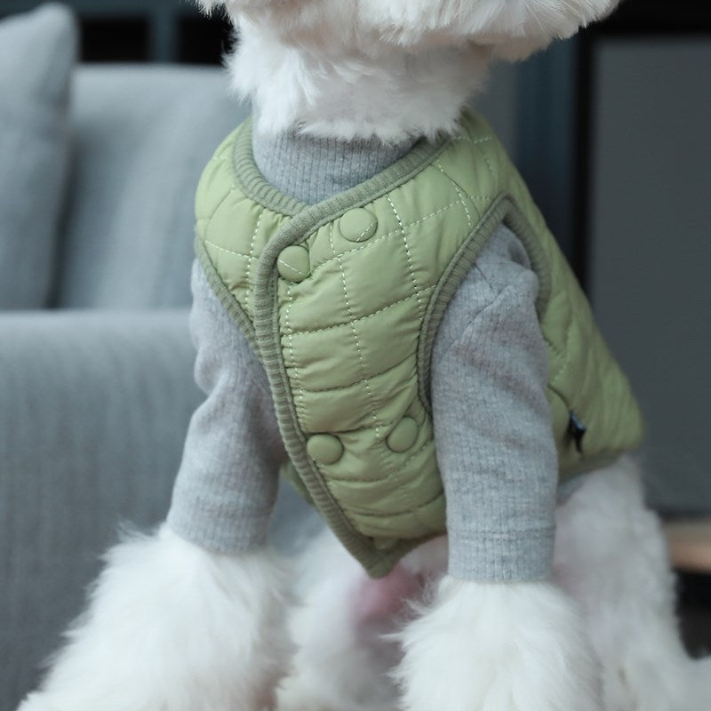 Double Breasted Quilted Cotton Pet Vest Coat