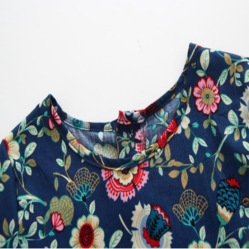 Spring Autumn Girls' Floral Dress - Korean Style Princess Dress