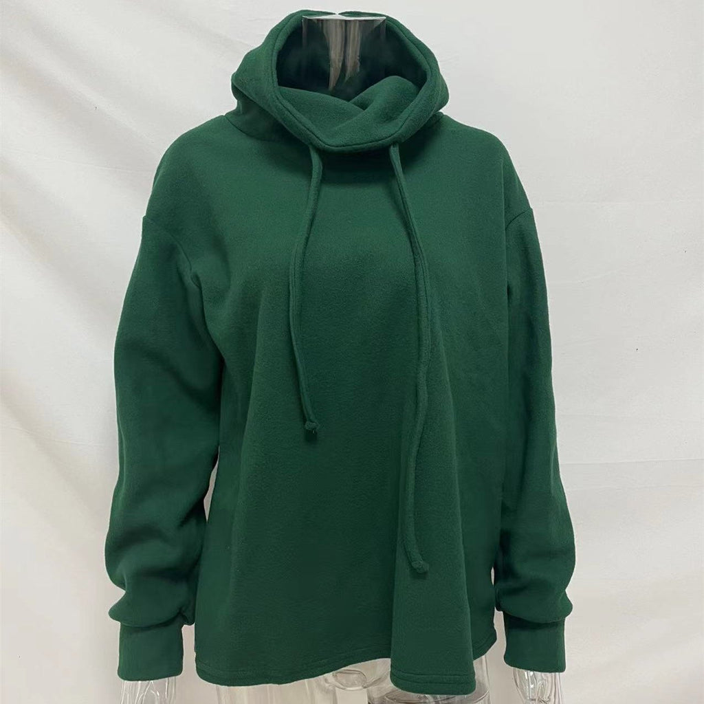 Solid Color Women's Turtleneck Drawstring Sweatshirt | Streetwear