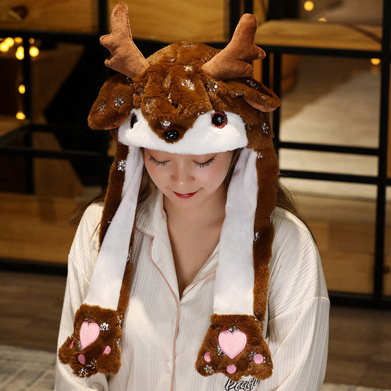 Christmas Elk Headgear Hat for Festive Gifting | Embroidered Cap