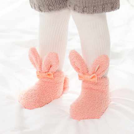 Coral Fleece Cute White Rabbit Tube Socks for Girls