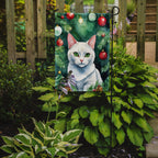 Khao Manee Cat By the Christmas Tree Garden Flag