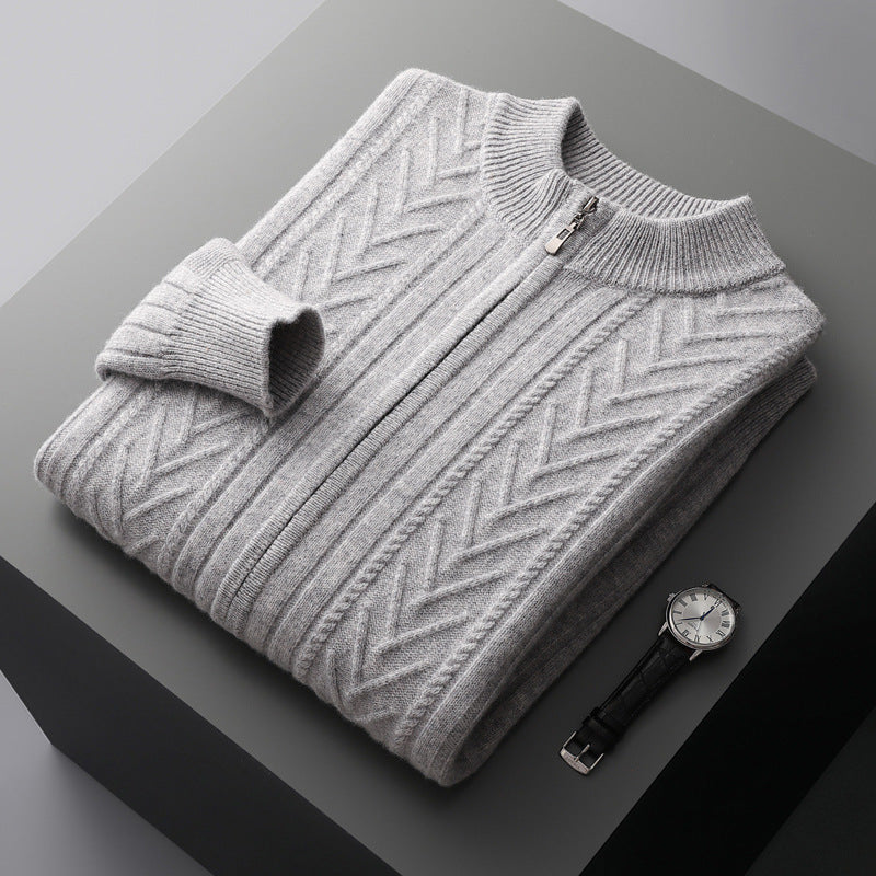 Men's Thick Half-High Collar Cardigan for Autumn/Winter