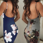 Floral Print Backless Bodycon Dress for Women