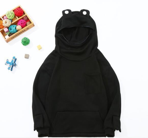 Children's Solid Color Hooded Frog Sweater