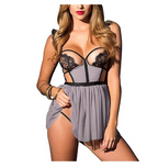 Sheer Mesh Backless Chemise and Suspender Set