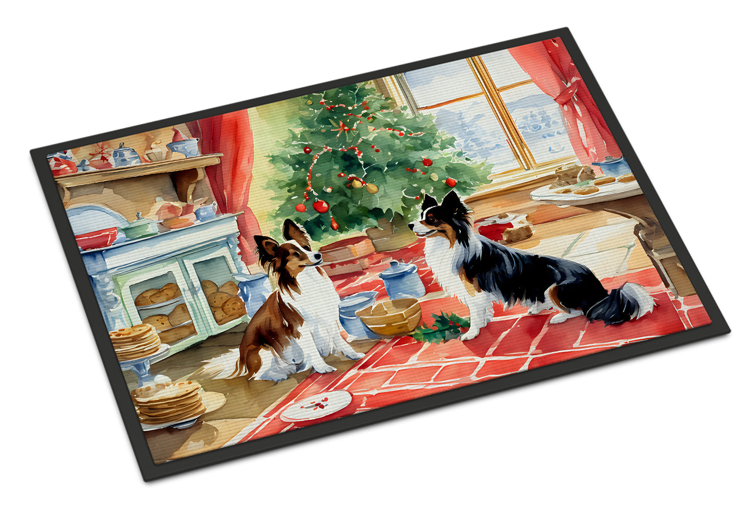 Papillon Christmas Cookies Doormat