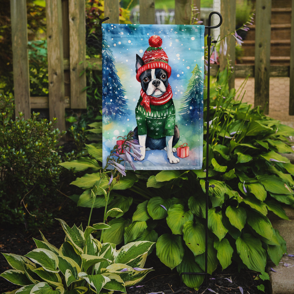 Boston Terrier Christmas Garden Flag