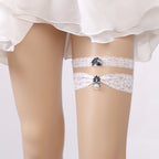 Handmade Rhinestone Lace Bridal Garter Leg Loop
