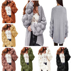 Thick Pompom Cardigan Sweater in Cute Style