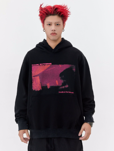 Street Wash Band Printed Sweatshirt for All Genders | Streetwear