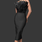 Feather Tube Top Slim Fit Bandage One-Piece Dress