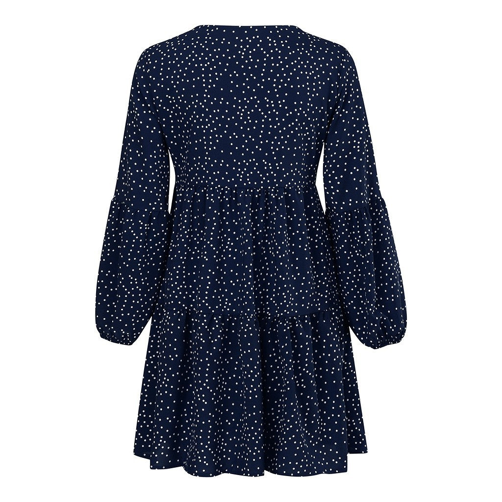 Women's Casual V-Neck Polka Dot Ruffle Dress (6 Colors)