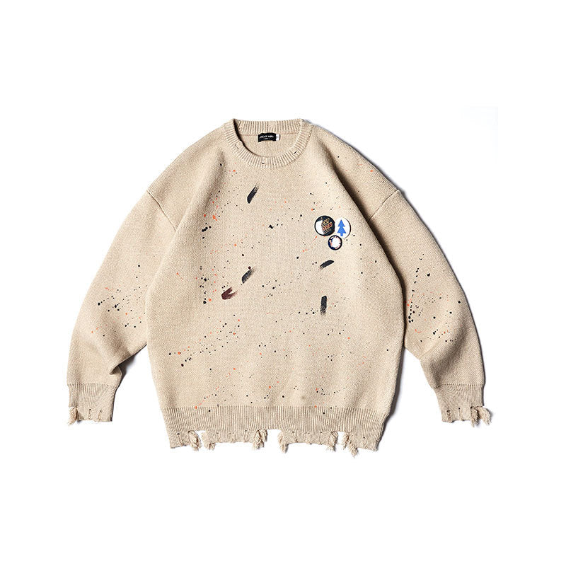 Paint Splash Casual Round Neck Sweater for All
