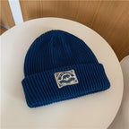 Warm All-Match Knitted Japanese Patch Wool Hat | Embroidered Cap