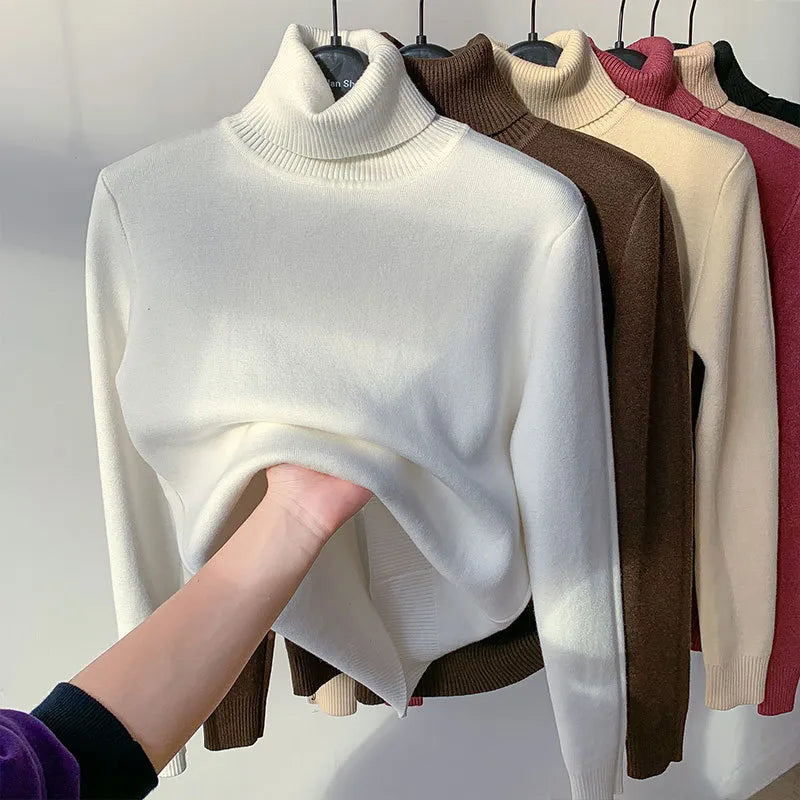 Women's Elegant Turtleneck Winter Sweater - Thick, Warm Knit Pullover | Streetwear