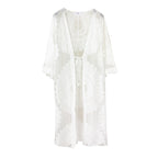 Sunflower Lace Embroidered Bikini Cover-Up Cardigan