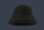 Solid Color Warm Wool Bucket Hat for Stylish Look | Embroidered Cap