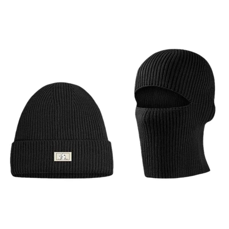 Men's Outdoor Thickened Warm Wool Hat Mask Dual-use | Embroidered Cap