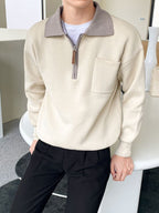 Men's Loose Polo Collar Half Zip Sweater