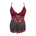 Plus Size Sexy Lace Babydoll Nightdress with Embroidery