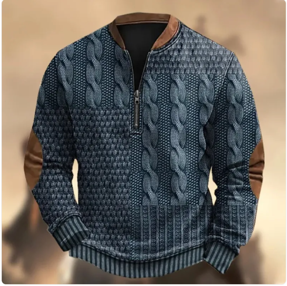 Men's 3D Printed Half-Zip Sweater