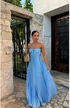 Pleated Tube Top Sleeveless Maxi Dress