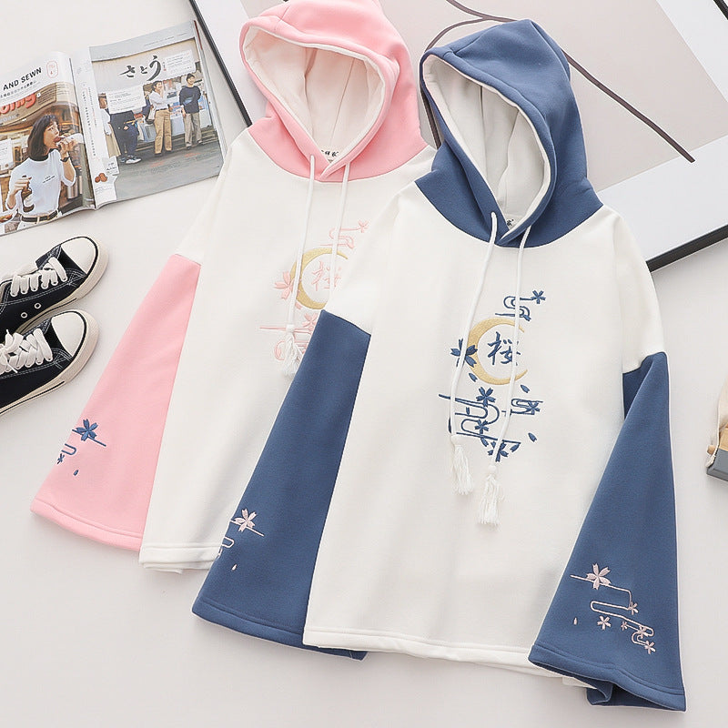 Alphabet Color Matching Hooded Sweater for Women