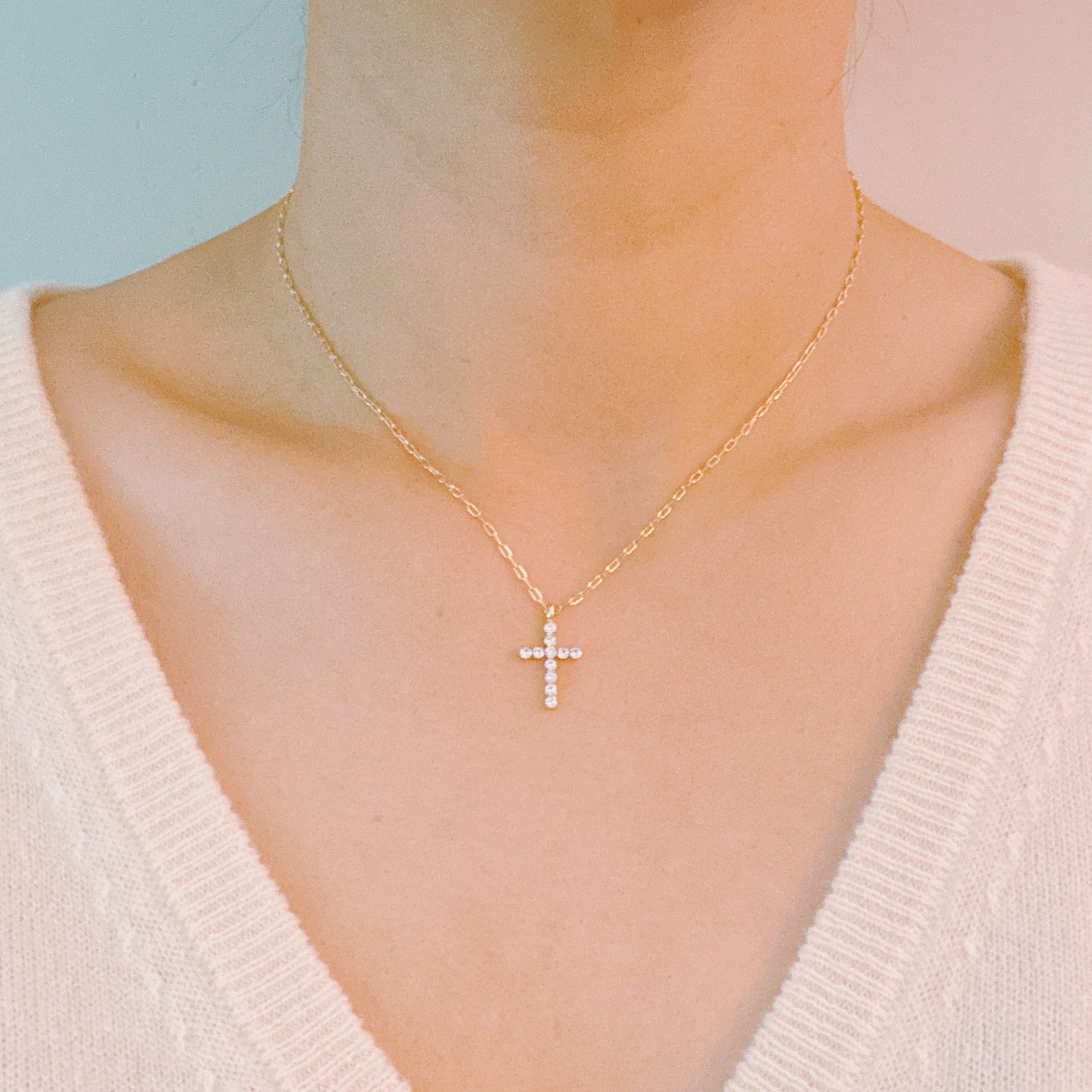 Crystal Cross Pendant Necklace
