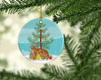 American Wirehair Cat Christmas Ceramic Ornament