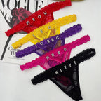 Low Waist Sexy Women's Thong with Embroidery and Rhinestones