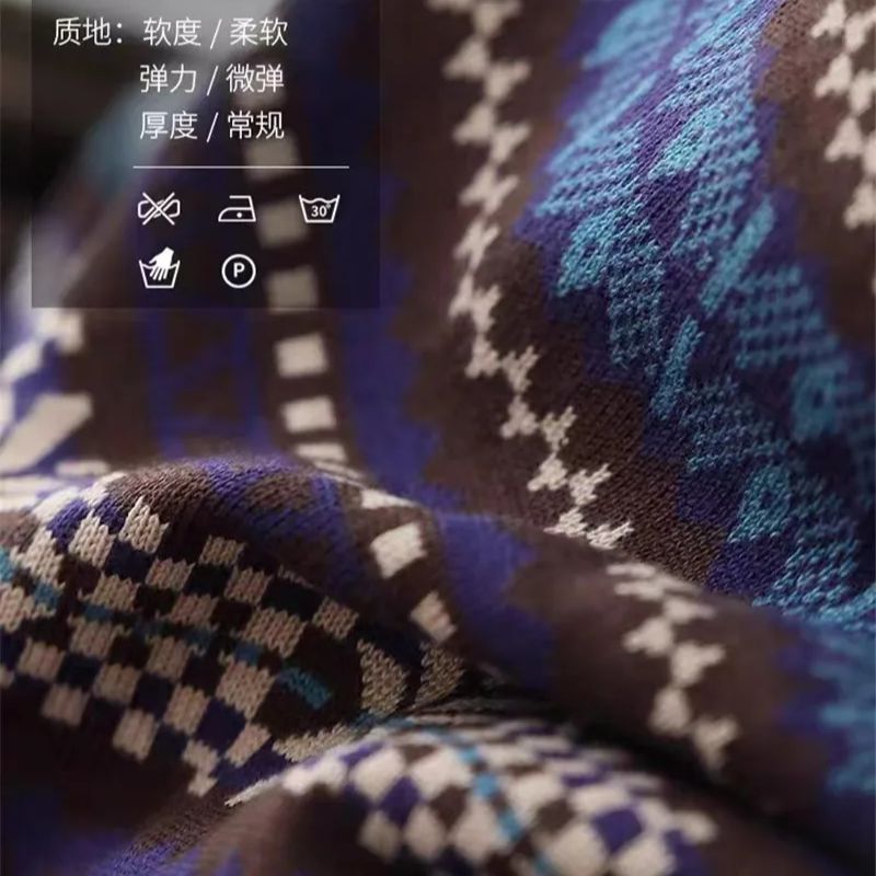 Limiguyue Retro Jacquard Pattern Wool Sweater for Women