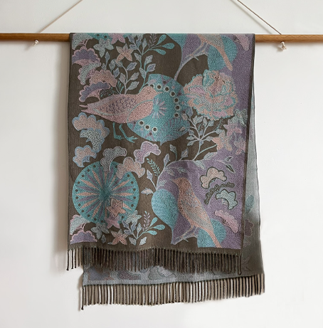 Season Ethnic Birds And Plants Warm Scarf Shawl
