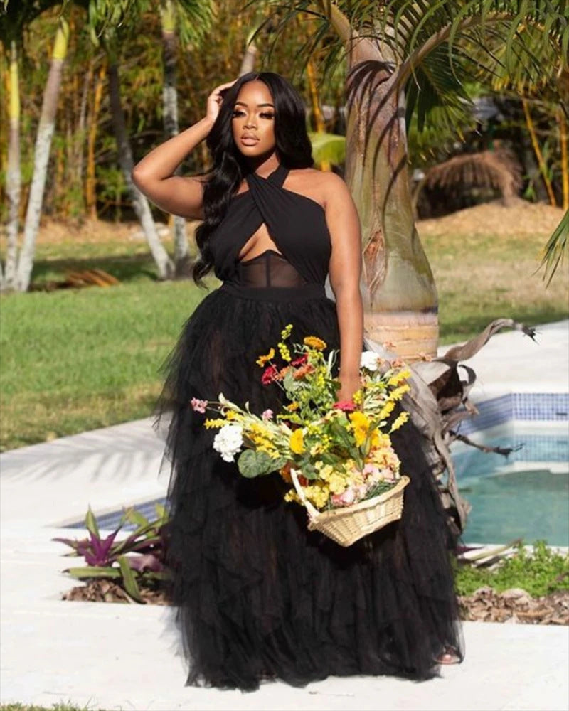 Evening Court Corset Dress in Net Yarn