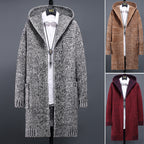 Men's Casual Hooded Loose Knit Cardigan Sweater