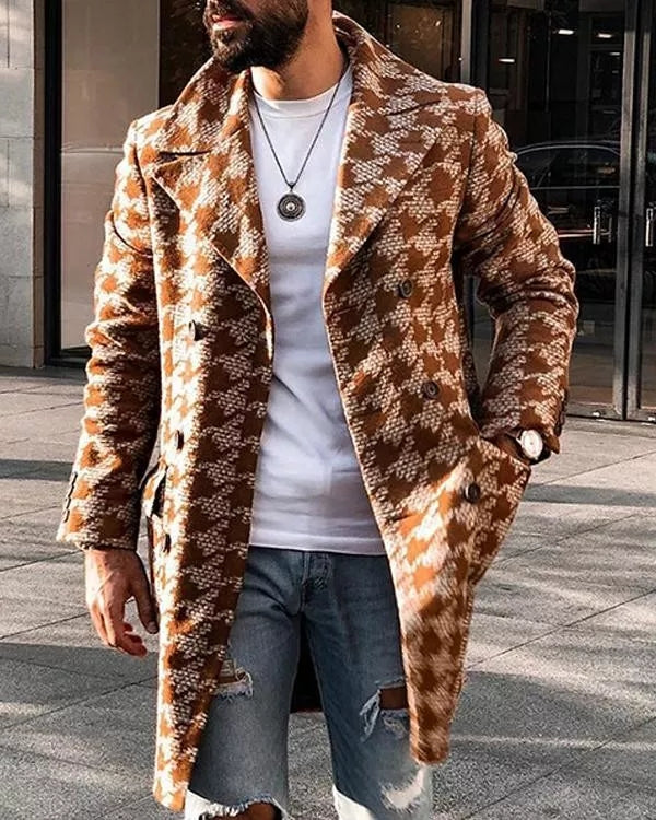 Men's Fashionable Printed Mid-Length Winter Coat