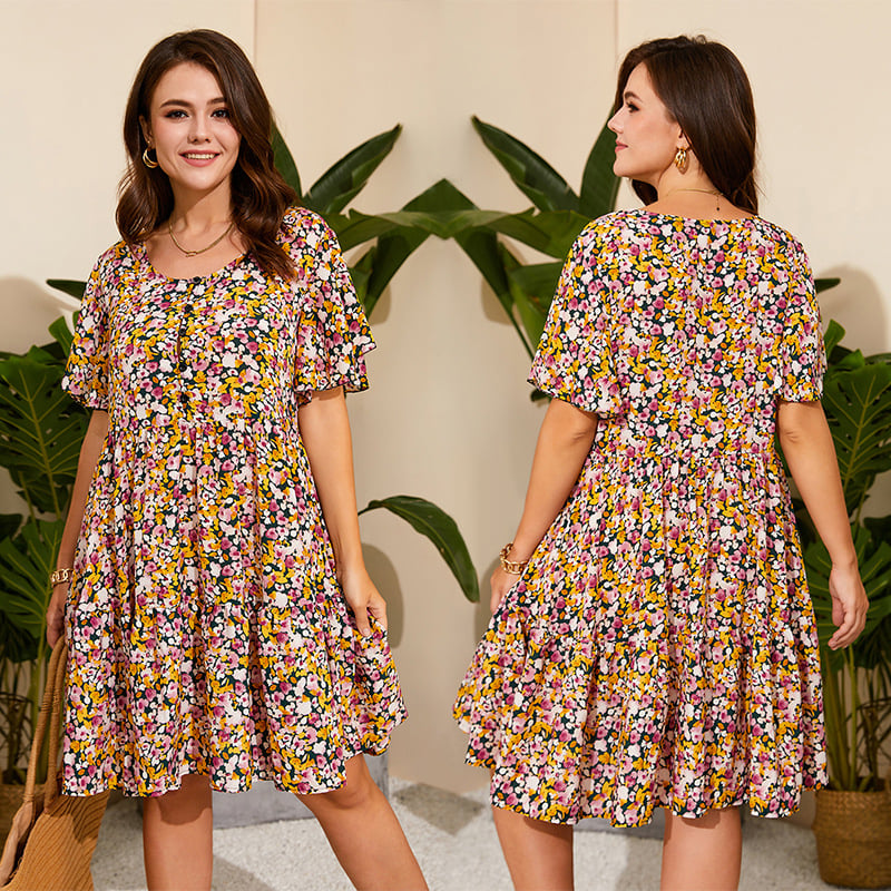 Women's New Forest Style Slim Waist Chiffon Dress