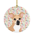 Chihuahua Gold and White Christmas Ceramic Ornament
