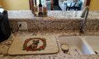 Border Terrier Christmas Flowers Dish Drying Mat