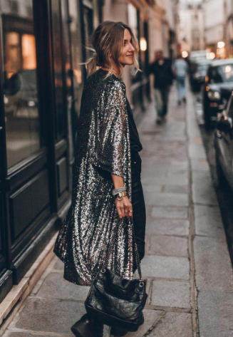 Sewn Sleeve Sequin Kimono Jacket for Parties (One Piece)