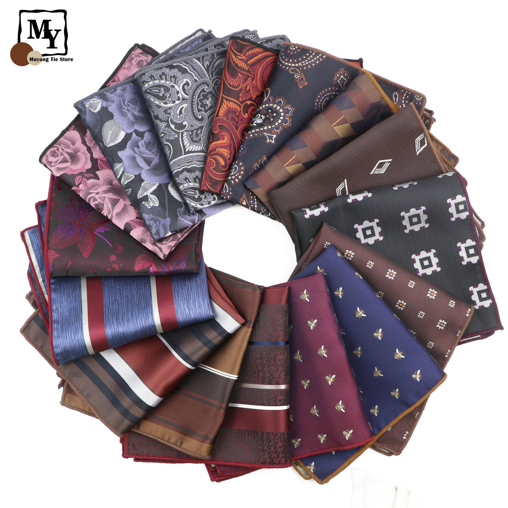 Men's Floral 25CM Polyester Handkerchief Scarf Set