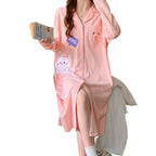 Cotton Maternity Nightgown for Nursing, Long Sleeve
