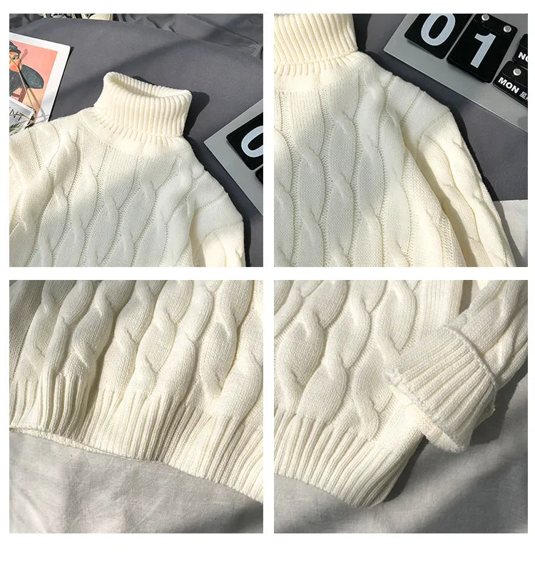 Men's Cozy Loose-Fit Knitted Turtleneck Pullover | Streetwear