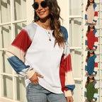 Rainbow Long-Sleeved Casual Stitching Pullover Blouse | Streetwear