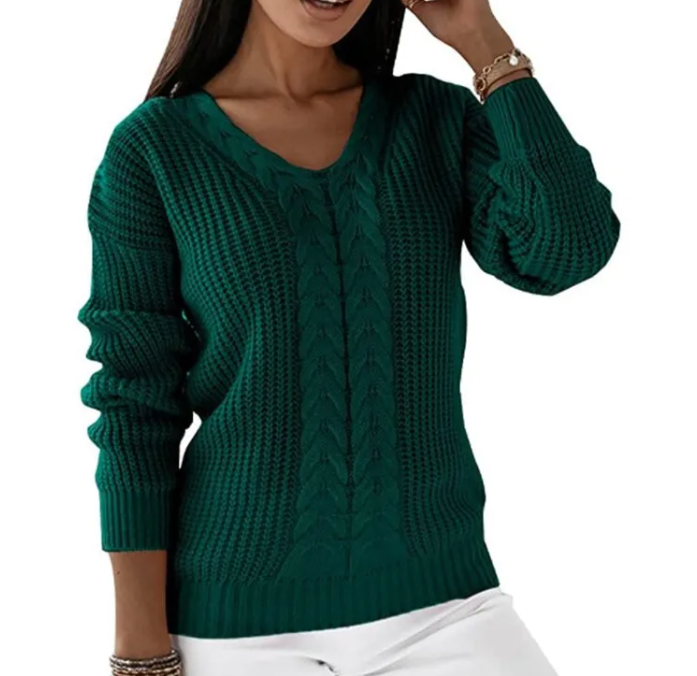Cozy Twist V-Neck Knit Pullover | Streetwear
