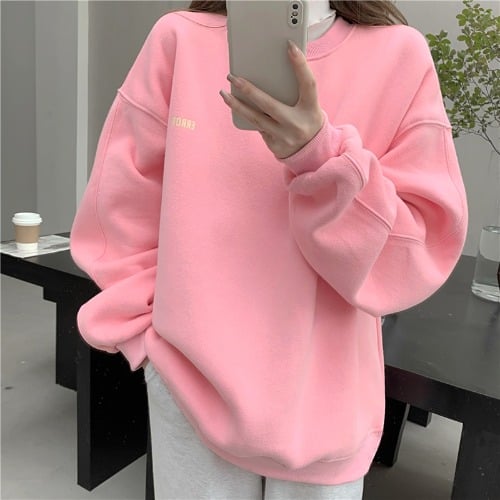 Weiyi Women's Blue Pullover Long Sleeve Chic Top | Streetwear