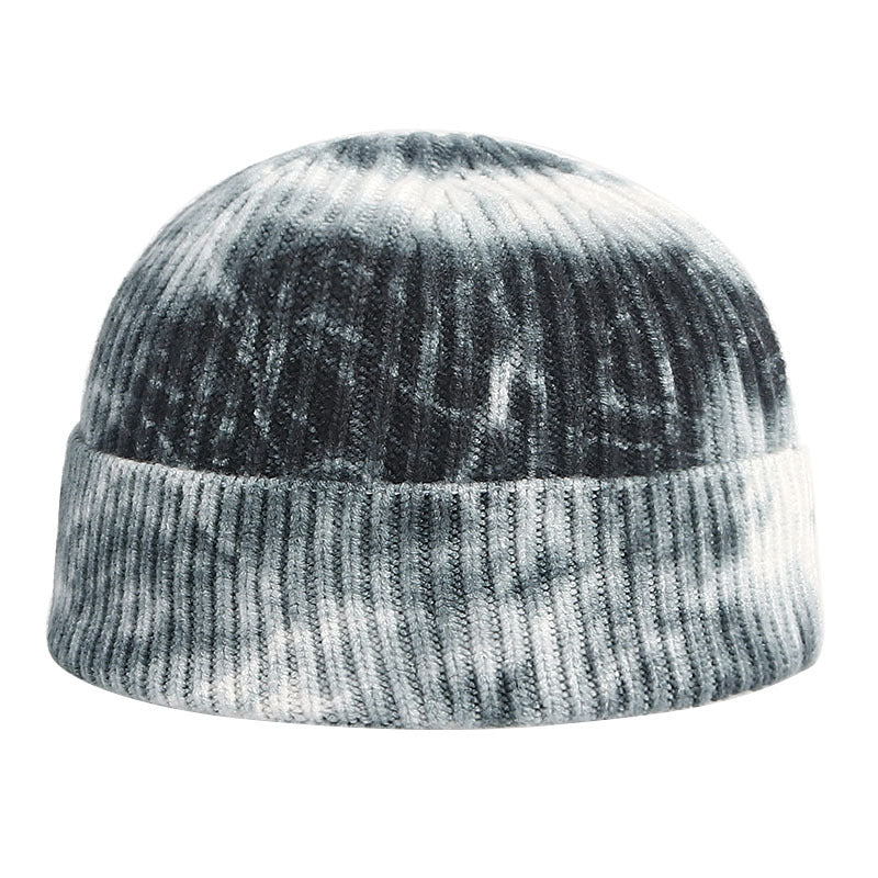Tie-Dye Printed Knitted Beanie Hat | Embroidered Cap
